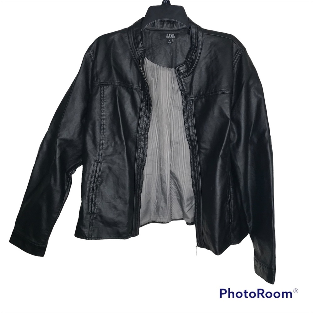 Faux Leather Black Lined Zipper Jacket